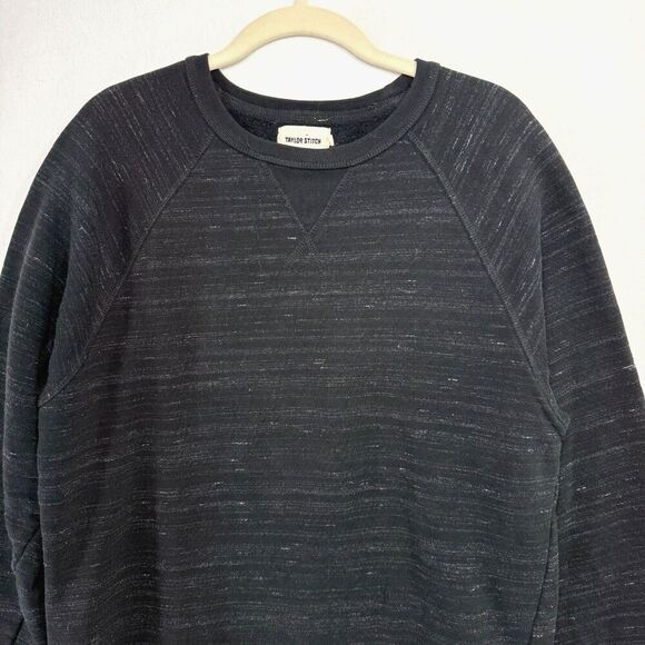 Taylor Stitch Sweater Men 40 / M Black Pocket Heavyweight Crewneck Heathered - Picture 4 of 11